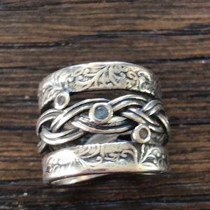 Sterling Ring from Israel w/ Tiny Blue Topaz